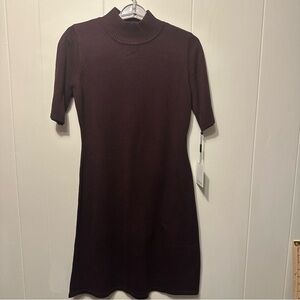 NWT Calvin Klein Dark burgundy, short Sleeve Dress knee length S